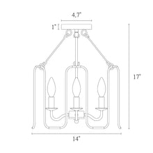 Penmitria 4-Light Small Gold Semi-Flush-Mount Light