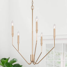 Eukolon 5-Light 23" Modern Gold Chandelier, Candlestick