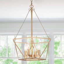 Janice 4-Light 16" Modern Gold Chandelier, Geometric Metal Frame