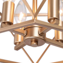 Janice 4-Light 16" Modern Gold Chandelier, Geometric Metal Frame