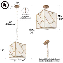 Herevenir 4-Light 11" Modern Gold Chandelier, Fabric&Frame Square