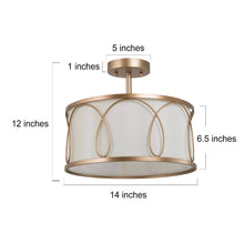 Resplendor 3-Light Small Gold Semi-Flush-Mount Light