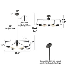 Cyphostemma 5-Light 24.5" Modern Black Chandelier, Unique Radial