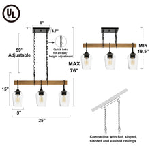 Kyanides 3-Light 25-in Black Farmhouse Linear Kitchen Island Light