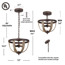 Kcathine 3-Light Mini Wood Chandelier