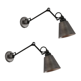 Aurelienne 1-Light 2 Pack Black & Gray Swing Arm Wall Sconces