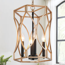 Kama 4-Light 12" Modern Brass Chandelier, Geometric Metal Frame