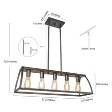 Epiphyllum 5-Light 27.5-in Black&Wood Farmhouse Rectangle Kitchen Island Light