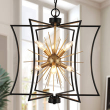 Erlindanuel 6-Light 20.5" Modern Black Chandelier, Geometric