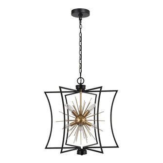 Erlindanuel 6-Light 20.5" Modern Black Chandelier, Geometric