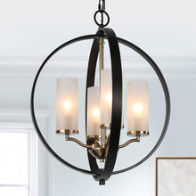 Gtuoee 4-Light 18" Modern Black Chandelier, Metal Frame Globe