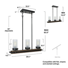 Discerning 3-Light 28.5-in Wood Farmhouse Linear Kitchen Island Light