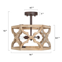 Hippometiph 3-Light Small Wood Semi-Flush-Mount Light