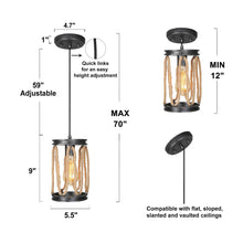 Jiegger 1-Light Mini Black Industrial Pendant Light Fixtures