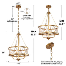 Jerusalem 4-Light 15.5" Coastal Gold Chandelier, Wood Beads Drum