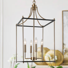 Calyptra 4-Light 14" Modern Minimalist Black and Brass Chandelier