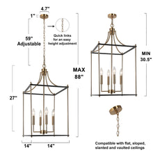 Calyptra 4-Light 14" Modern Minimalist Black and Brass Chandelier