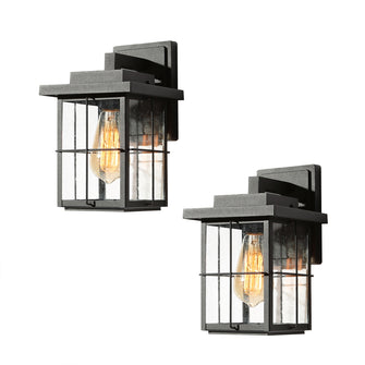 Bioeasdera 11"H 1-Light Black Outdoor Wall Light Set of 2