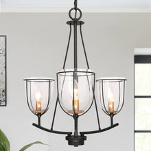 Douglas 3-Light 19" Modern Black Chandelier, Unique Candlesticks