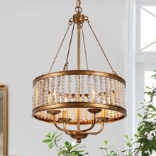 Jerusalem 4-Light 16" Coastal Gold&White Chandelier, Drum