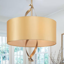 Bucusvib 3-Light 16" Modern Gold Chandelier, Fabric Drum