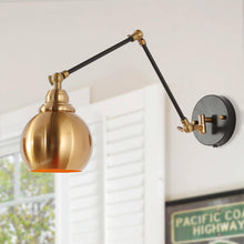 Semerisy 1-Light Modern Black and Gold Swing-Arm Wall Sconces