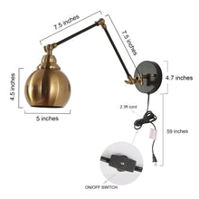 Semerisy 1-Light Modern Black and Gold Swing-Arm Wall Sconces