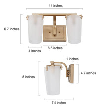 Gormoric 2-Light Gold Vanity Light