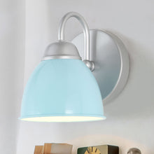 1-Light Modern Blue and Silver Dome Armed Indoor Wall Sconces 