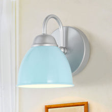 1-Light Modern Blue and Silver Dome Armed Indoor Wall Sconces 