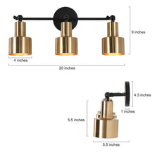 Bangnior 3-Light Black and Brass Vanity Light