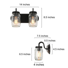 Magdalena 1-Light Industrial Black Jar-Glass Wall Sconces