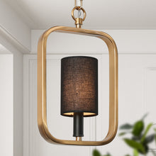 Calyptra 1-Light 7.5" Black and Gold Modern Square Pendant Light Fixtures