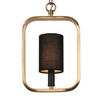 Calyptra 1-Light 7.5" Black and Gold Modern Square Pendant Light Fixtures