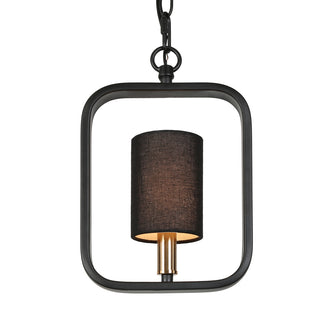 Calyptra 1-Light 7.5" Black Modern Square Frame Pendant Light Fixtures