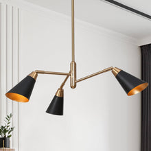 Anthurium 3-Light 23" Modern Black and Gold Cone Chandelier