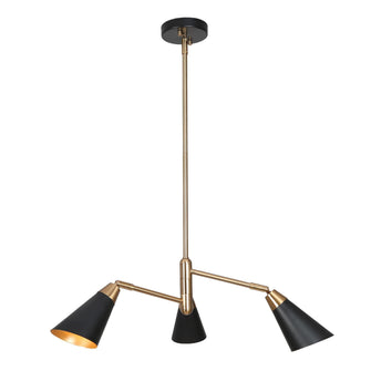 Anthurium 3-Light 23" Modern Black and Gold Cone Chandelier