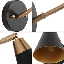 Anthurium 1-Light Modern Black and Gold Cone Wall Sconces