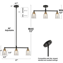 Thelonious 3-Light 27-in Black&Brass Modern Linear Kitchen Island Light