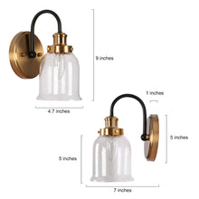 Thelonious 1-Light Black and Gold Bell Seeded Glass Wall Sconces