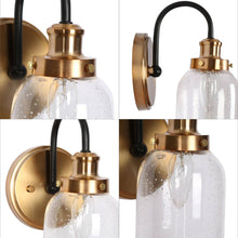 Thelonious 1-Light Black and Gold Bell Seeded Glass Wall Sconces