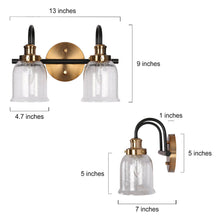 Thelonious 2-Light Black and Brass Vanity Light