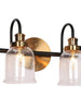 Thelonious 2-Light Black and Brass Vanity Light