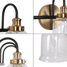 Thelonious 3-Light Black and Brass Vanity Light