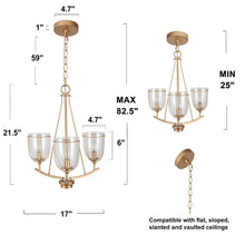 Douglas 3-Light 19" Modern Gold Chandelier, Unique Candlestick