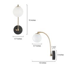 Betonicifolia 1-Light Black & Gold Globe Glass LED Wall Sconces