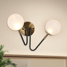 Betonicifolia 2-Light Black & Gold Wall Sconces with Globe Glass