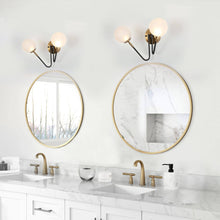 Betonicifolia 2-Light Black & Gold Wall Sconces with Globe Glass