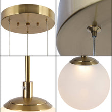 Betonicifolia 3-Light 14"Modern Brass LED Chandelier,Frosted Glass