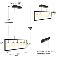 Betonicifolia 5-Light 33.5-in Black Modern Rectangle LED Kitchen Island Light